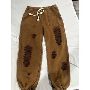 POL Brown Distressed Ripped Joggers - small - EUC